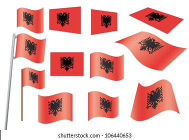 set of flags of Albania vector illustration