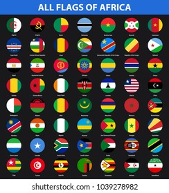 Set of flags of all African countries. Flat style