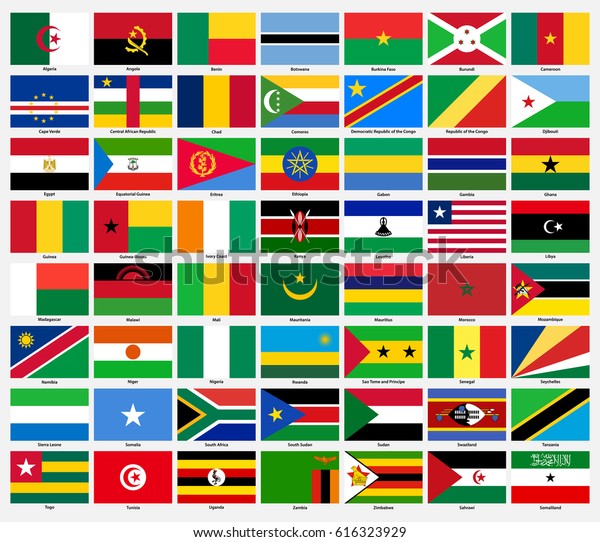 Set of flags of all\
African countries.