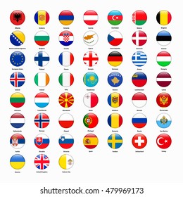 Set of flags of all countries of Europe