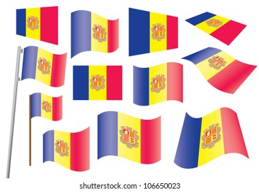 set of flags of Andorra vector illustration