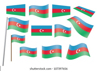 set of flags of Azerbaijan vector illustration