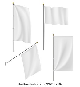 Set of flags and banners isolated on white background