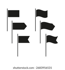Conjunto de banderas. Formas de Anuncio negro. Elementos gráficos de Vector. Símbolos dinámicos de agitación. EPS 10.