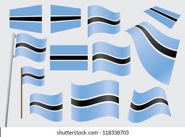 set of flags of Botswana vector illustration