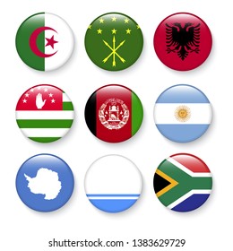 Set of flags in botton stlye,vector design element eps10 illustration