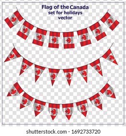 Set with flags of the Canada. Set for holidays. Happy Canada day background. Bright collection with flag.