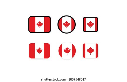Set of flags of Canada. National Canada flag. Canadian symbol. Vector illustration. EPS10