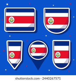 Set flags of Costa Rica country