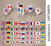 Set of Flags Countries Members of the G8 group and Ukraine, flat vector illustration 10eps