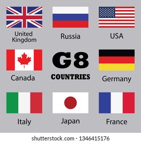 Set Flags Countries Members G8 Group Stock Vector (Royalty Free ...