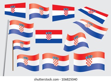 set of flags of Croatia vector illustration