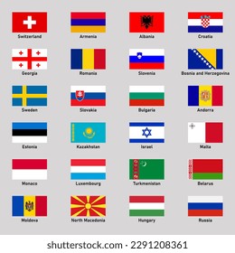 Set of flags of different european countries in flat style.