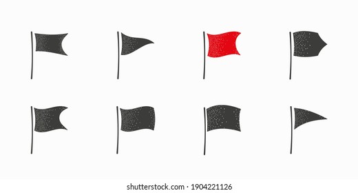 Set of flags with dotted shadow icons vector illustration