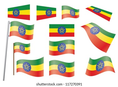 set of flags of Ethiopia vector illustration