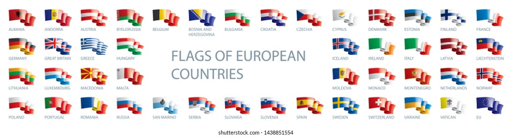 Set of flags of Europe. Vector illustration