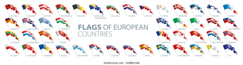 Set of flags of Europe. Vector illustration
