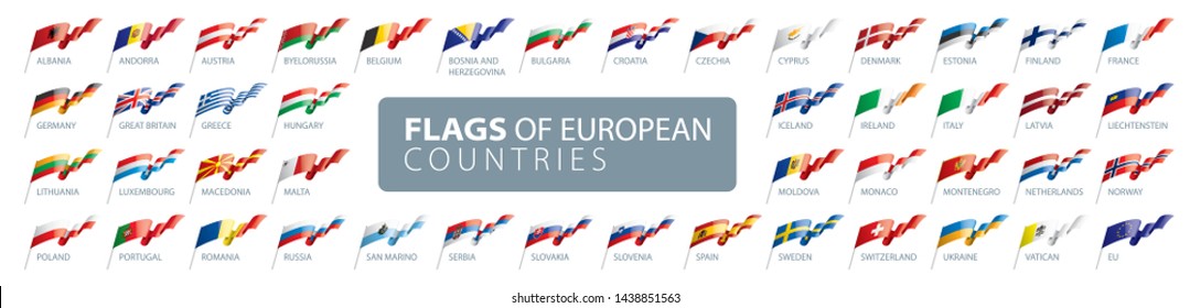 Set of flags of Europe. Vector illustration