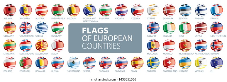 Set Flags Europe Vector Illustration Stock Vector Royalty Free 1438851566 Shutterstock 4844