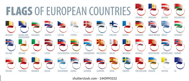 Set of flags of Europe. Vector illustration