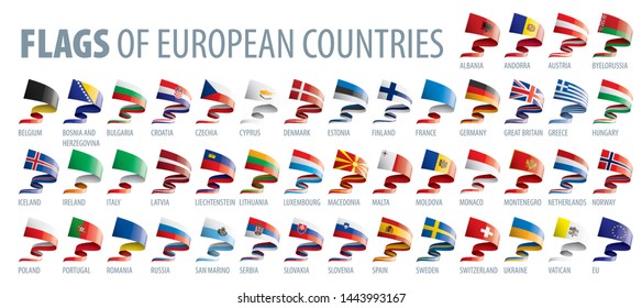 Set of flags of Europe. Vector illustration