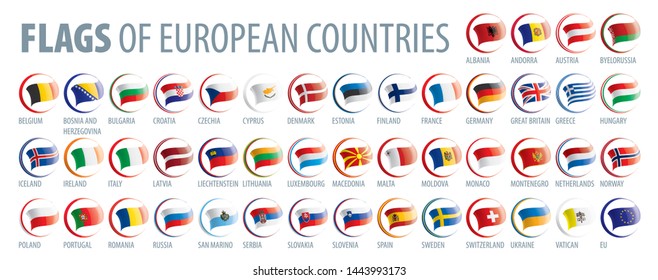Set of flags of Europe. Vector illustration