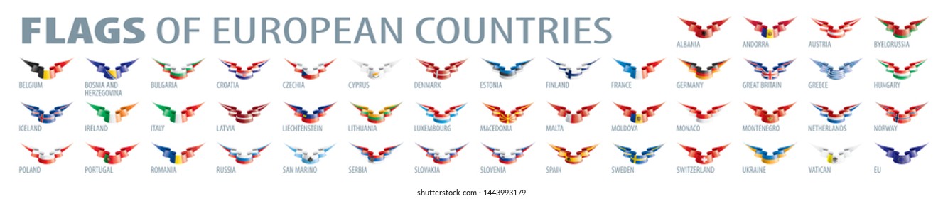 Set of flags of Europe. Vector illustration
