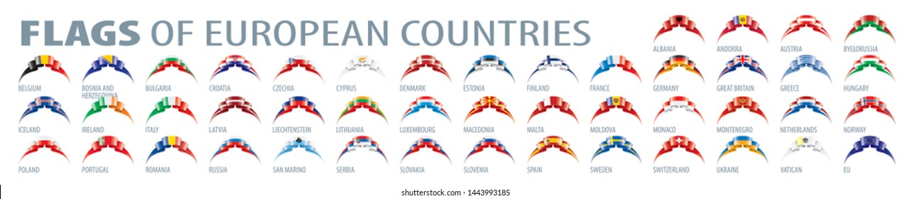 Set of flags of Europe. Vector illustration