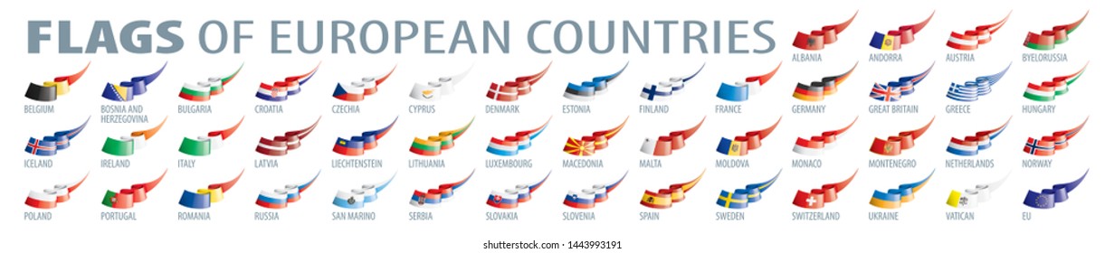 Set of flags of Europe. Vector illustration