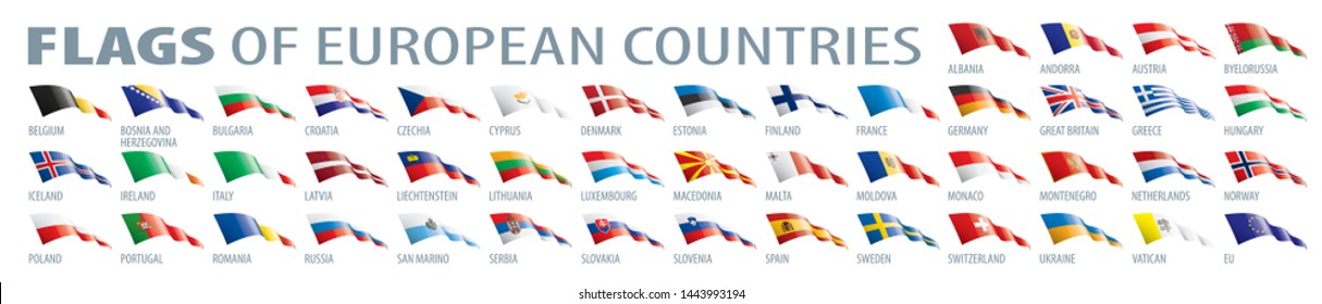 Set of flags of Europe. Vector illustration