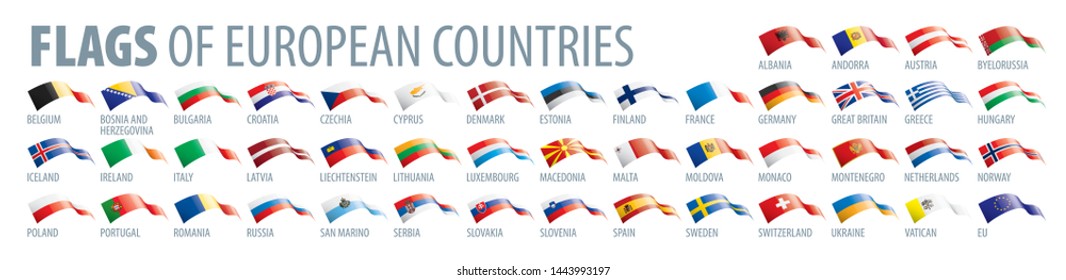 Set of flags of Europe. Vector illustration