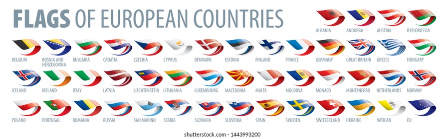Set of flags of Europe. Vector illustration