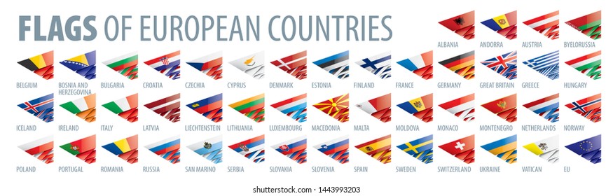 Set of flags of Europe. Vector illustration