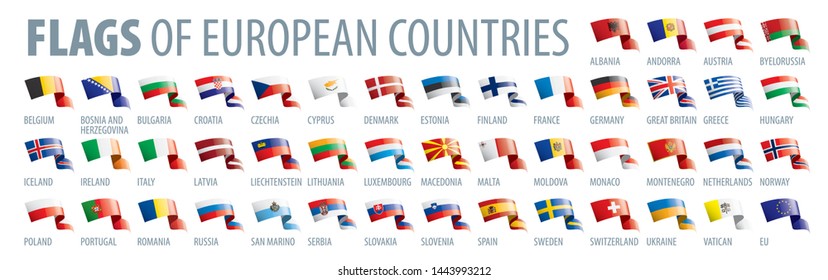 Set of flags of Europe. Vector illustration