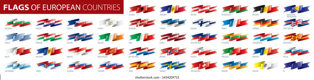 Set of flags of Europe. Vector illustration