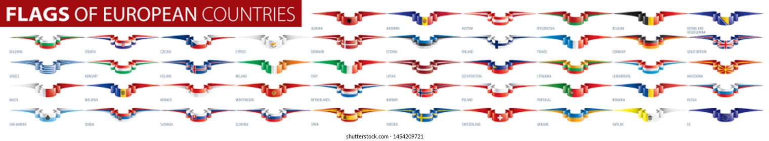 Set of flags of Europe. Vector illustration