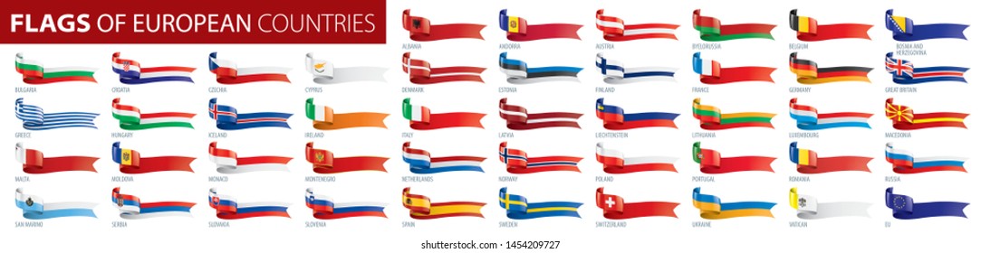 Set of flags of Europe. Vector illustration