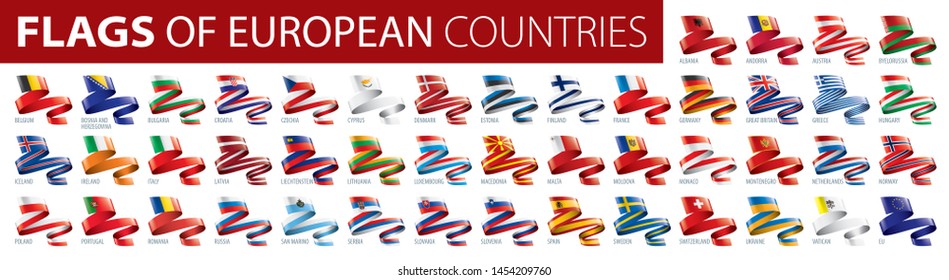 Set of flags of Europe. Vector illustration