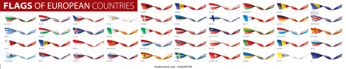 Set of flags of Europe. Vector illustration