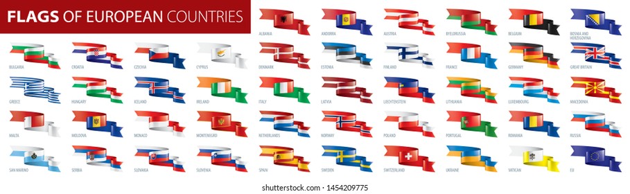 Set of flags of Europe. Vector illustration