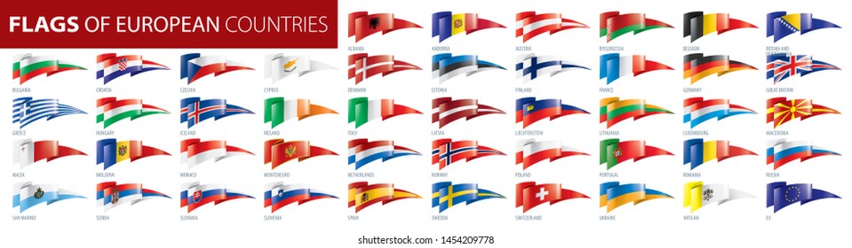 Set of flags of Europe. Vector illustration