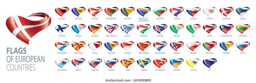 Set of flags of Europe. Vector illustration