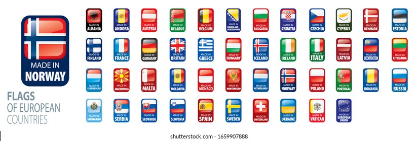 Set of flags of Europe. Vector illustration