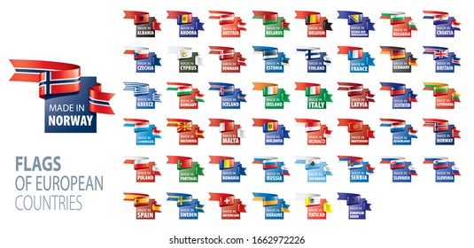Set of flags of Europe. Vector illustration