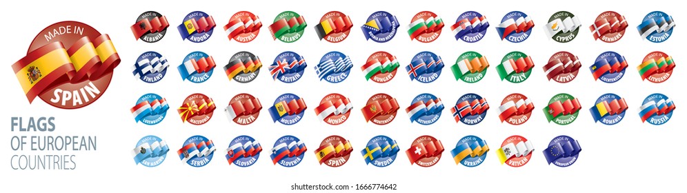 Set of flags of Europe. Vector illustration