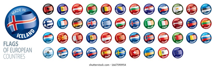 Set of flags of Europe. Vector illustration