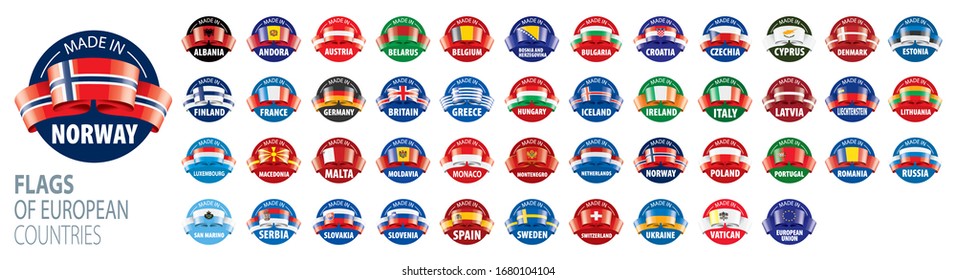 Set of flags of Europe. Vector illustration