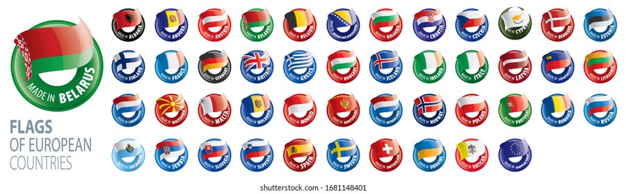 Set of flags of Europe. Vector illustration