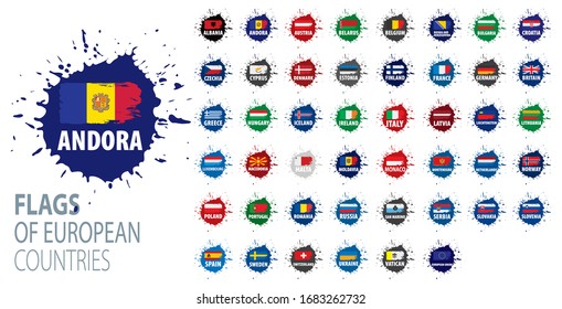 Set of flags of Europe. Vector illustration