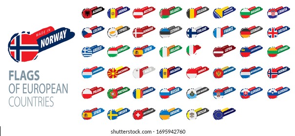 Set of flags of Europe. Vector illustration